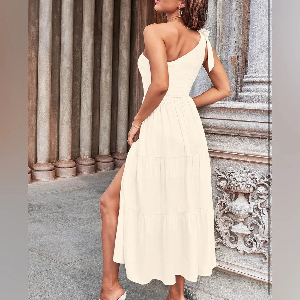 🌼NWT Meerokeety Elegant One-Shoulder White Dress